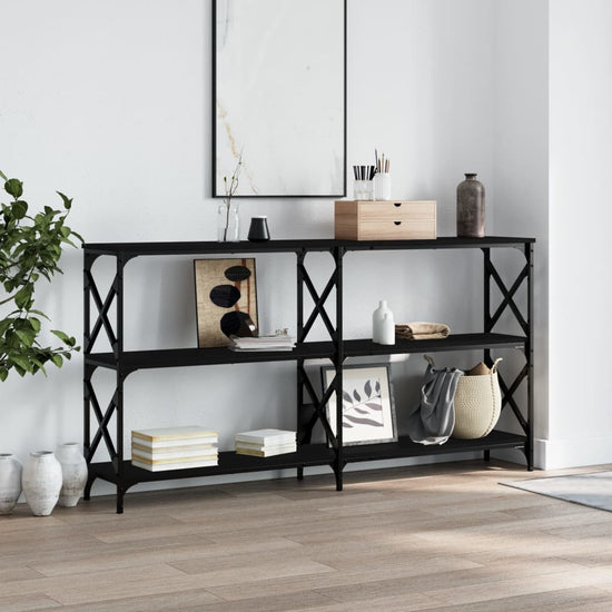 Wandtafel 156x28x80,5 cm bewerkt hout zwart MeubelReus