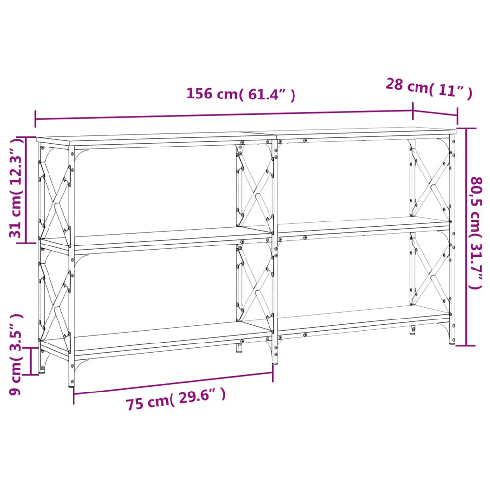 Wandtafel 156x28x80,5 cm bewerkt hout sonoma eikenkleurig MeubelReus