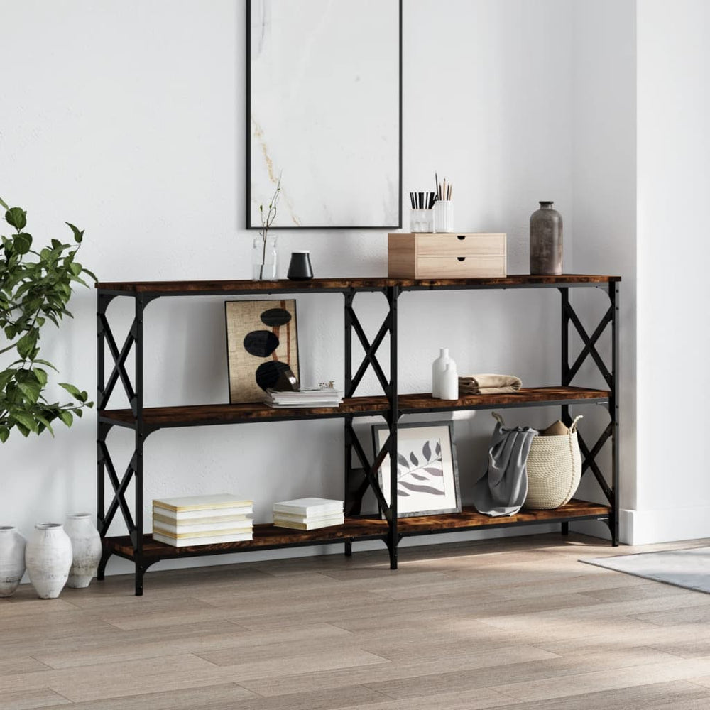 Wandtafel 156x28x80,5 cm bewerkt hout gerookt eikenkleurig MeubelReus