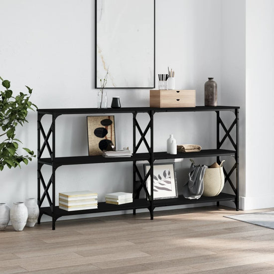Wandtafel 200x28x80,5 cm bewerkt hout zwart MeubelReus