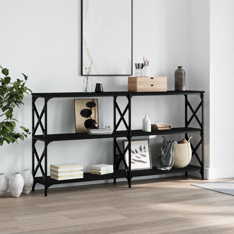Wandtafel 200x28x80,5 cm bewerkt hout zwart MeubelReus