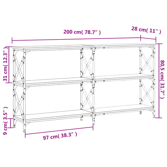 Wandtafel 200x28x80,5 cm bewerkt hout sonoma eikenkleurig MeubelReus