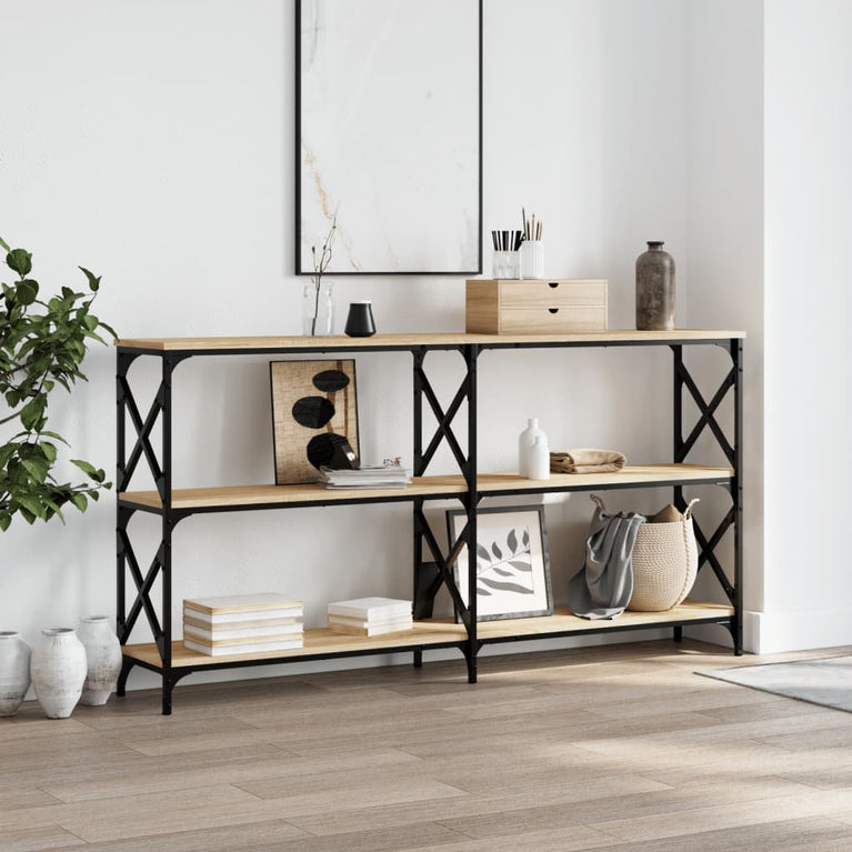 Wandtafel 200x28x80,5 cm bewerkt hout sonoma eikenkleurig MeubelReus
