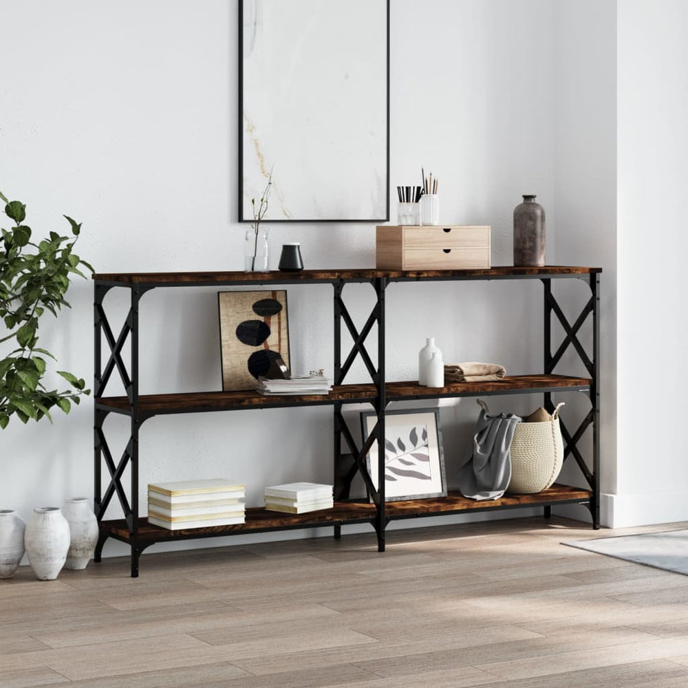 Wandtafel 200x28x80,5 cm bewerkt hout gerookt eikenkleurig MeubelReus