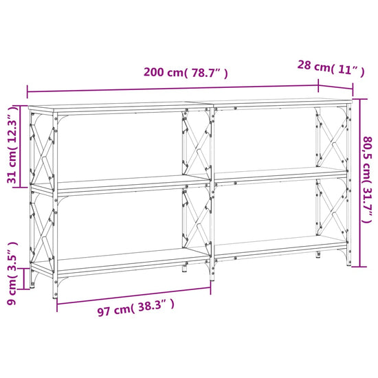 Wandtafel 200x28x80,5 cm bewerkt hout bruin eikenkleur MeubelReus