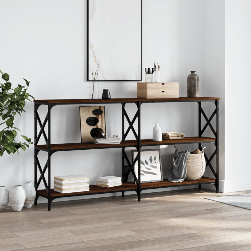 Wandtafel 200x28x80,5 cm bewerkt hout bruin eikenkleur MeubelReus