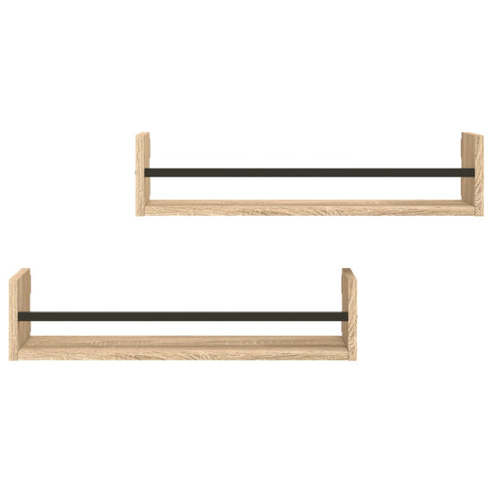Wandschappen met stangen 2 st 60x16x14 cm sonoma eikenkleurig MeubelReus