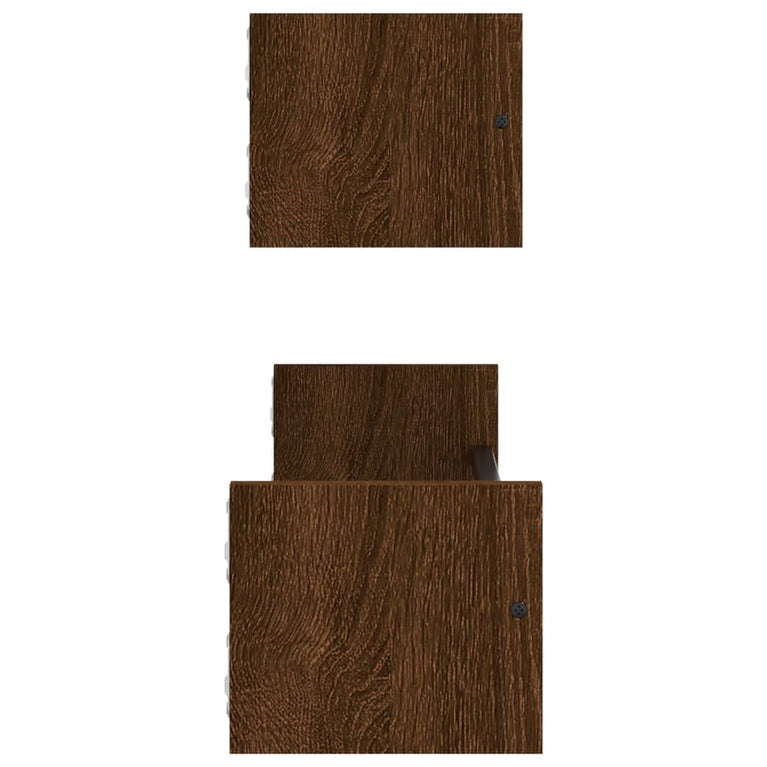 Wandschappen met stangen 2 st 60x16x14 cm bruin eikenkleur MeubelReus