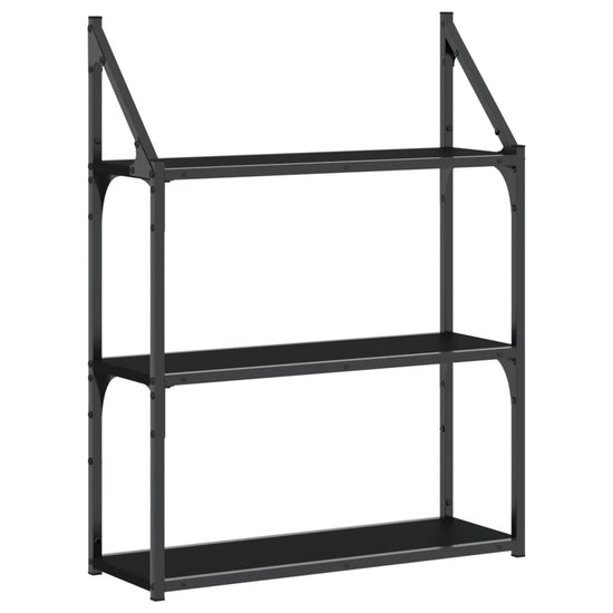 Wandrek 3-laags 60x21x78,5 cm bewerkt hout zwart MeubelReus