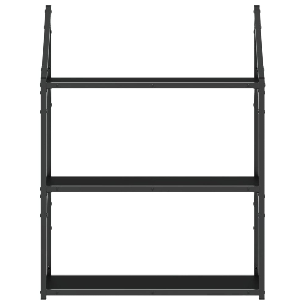 Wandrek 3-laags 60x21x78,5 cm bewerkt hout zwart MeubelReus