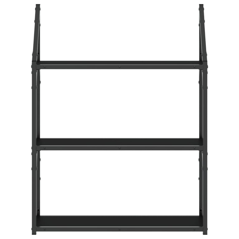 Wandrek 3-laags 60x21x78,5 cm bewerkt hout zwart MeubelReus