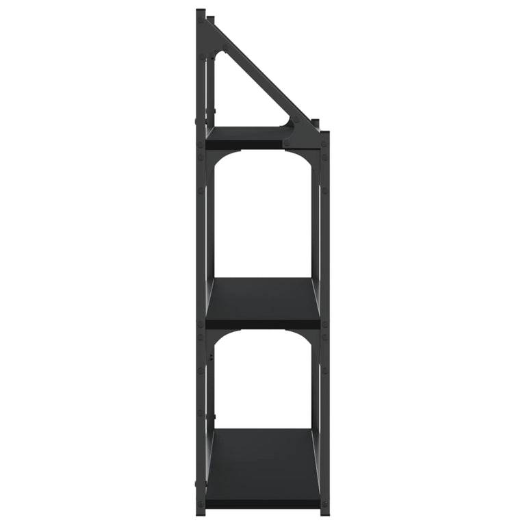 Wandrek 3-laags 60x21x78,5 cm bewerkt hout zwart MeubelReus