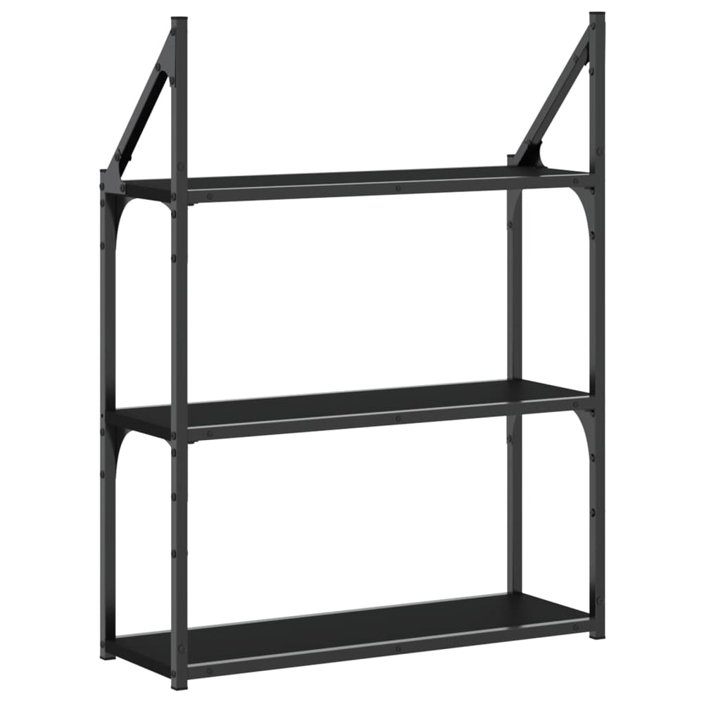 Wandrek 3-laags 60x21x78,5 cm bewerkt hout zwart MeubelReus