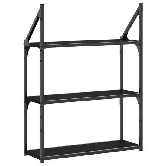Wandrek 3-laags 60x21x78,5 cm bewerkt hout zwart MeubelReus