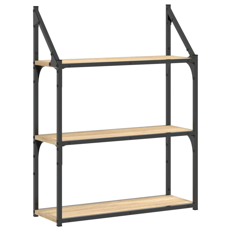 Wandrek 3-laags 60x21x78,5 cm bewerkt hout sonoma eikenkleurig MeubelReus