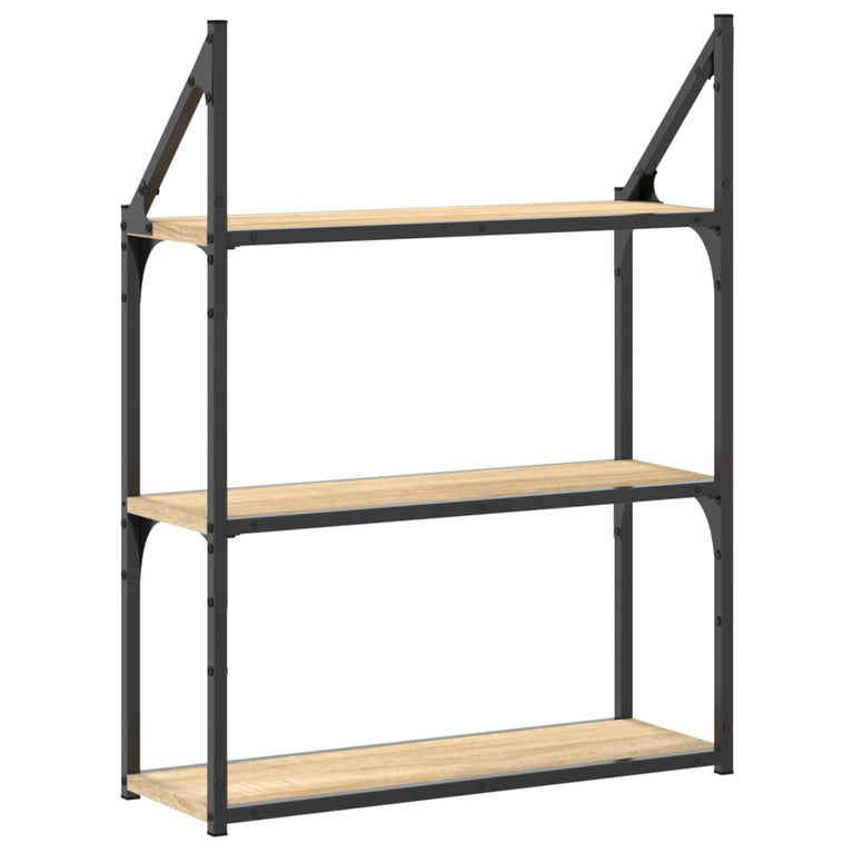 Wandrek 3-laags 60x21x78,5 cm bewerkt hout sonoma eikenkleurig MeubelReus