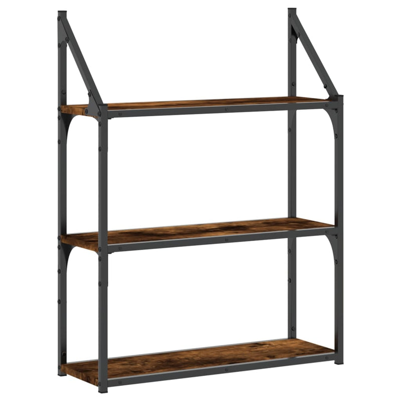 Wandrek 3-laags 60x21x78,5 cm bewerkt hout gerookt eikenkleurig MeubelReus