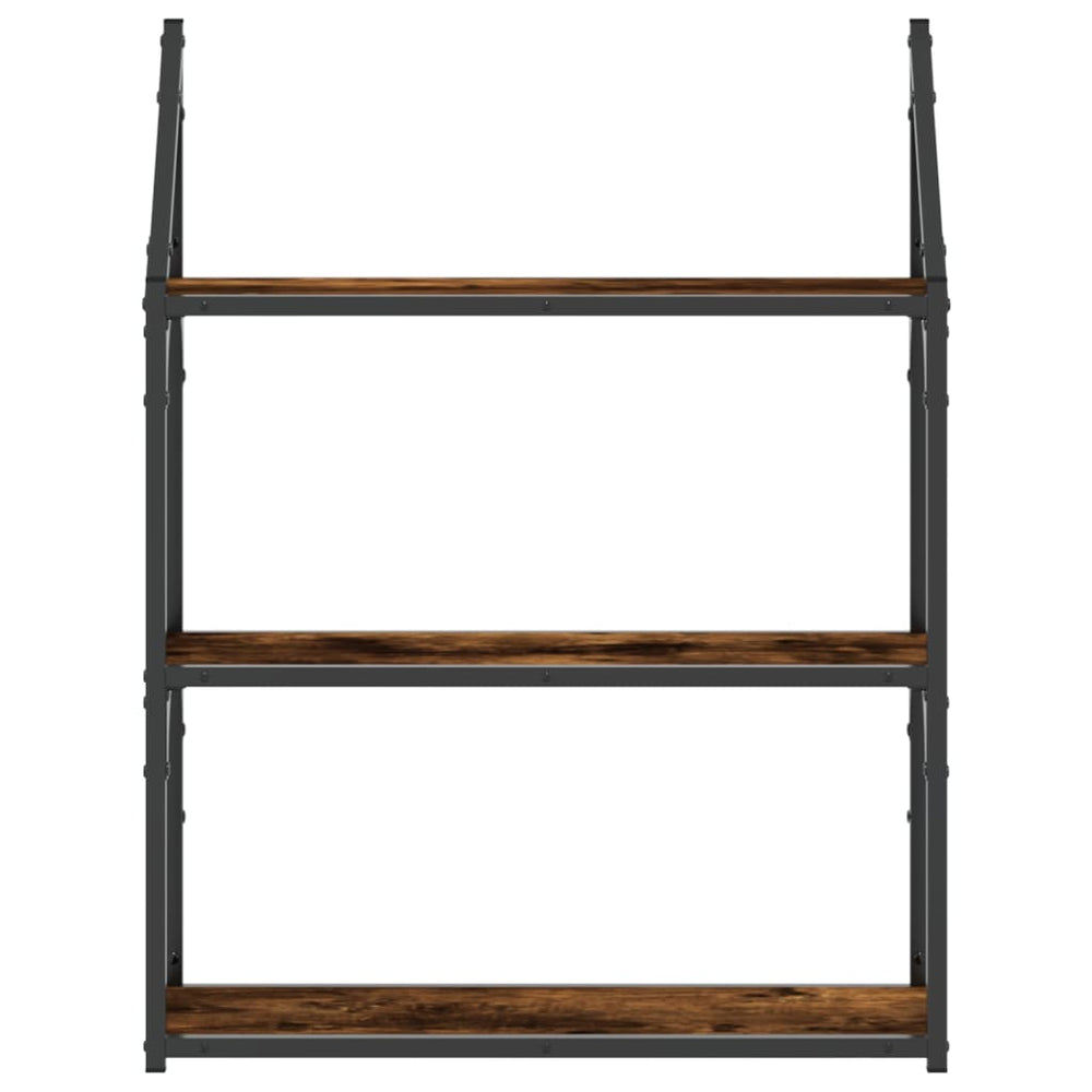 Wandrek 3-laags 60x21x78,5 cm bewerkt hout gerookt eikenkleurig MeubelReus