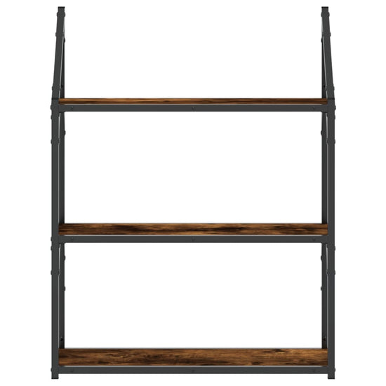 Wandrek 3-laags 60x21x78,5 cm bewerkt hout gerookt eikenkleurig MeubelReus