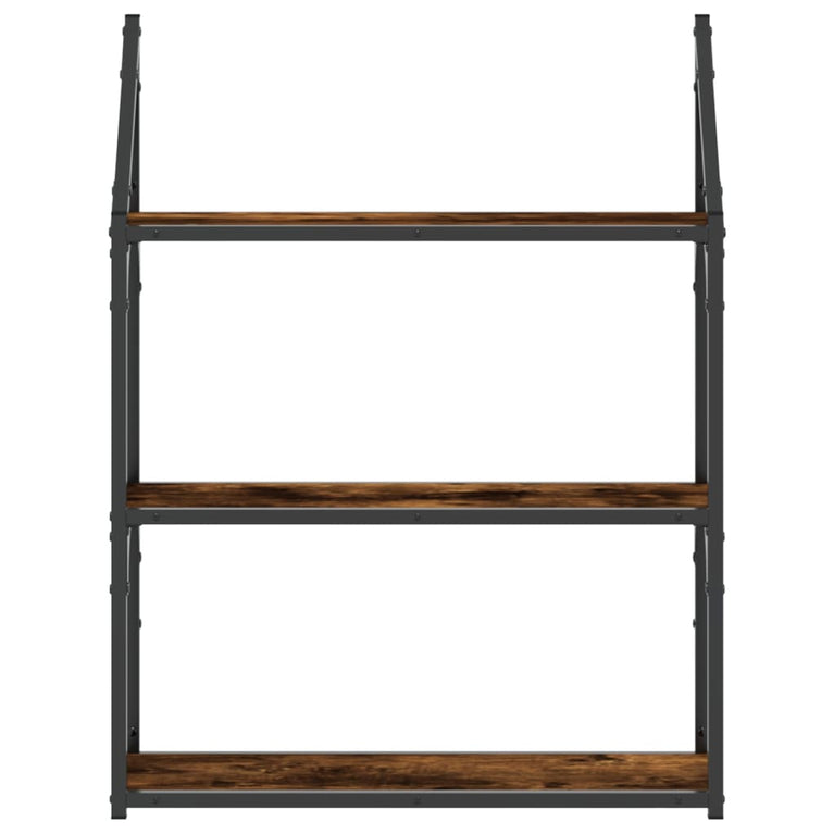 Wandrek 3-laags 60x21x78,5 cm bewerkt hout gerookt eikenkleurig MeubelReus