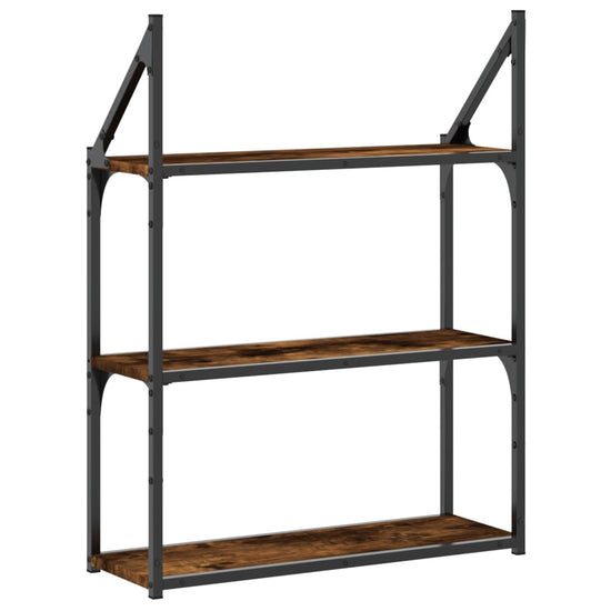 Wandrek 3-laags 60x21x78,5 cm bewerkt hout gerookt eikenkleurig MeubelReus