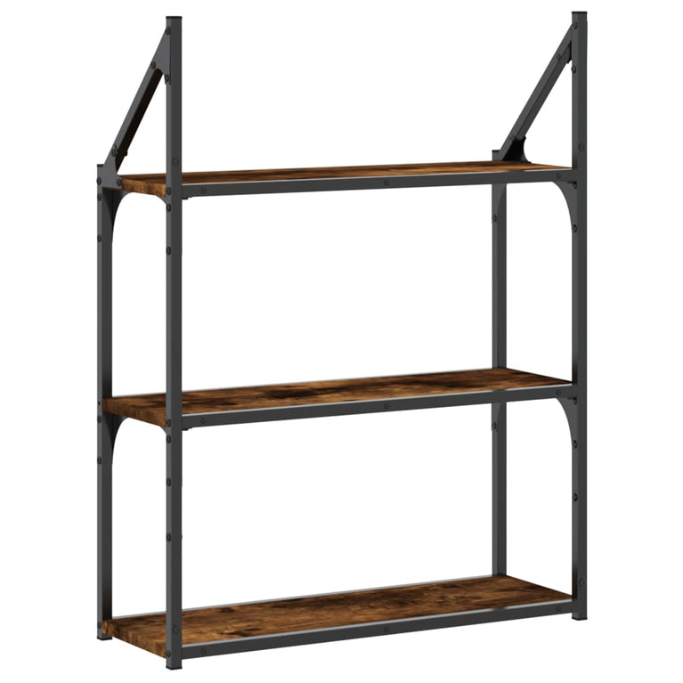 Wandrek 3-laags 60x21x78,5 cm bewerkt hout gerookt eikenkleurig MeubelReus
