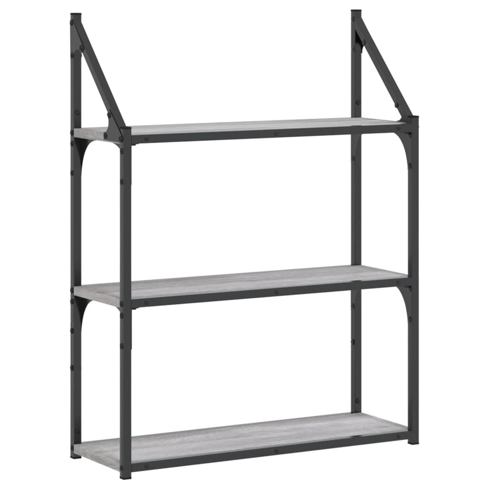 Wandrek 3-laags 60x21x78,5 cm bewerkt hout grijs sonoma MeubelReus