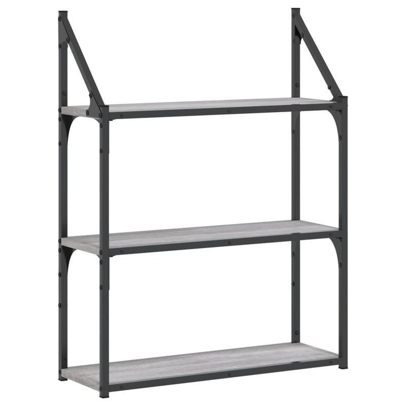 Wandrek 3-laags 60x21x78,5 cm bewerkt hout grijs sonoma MeubelReus