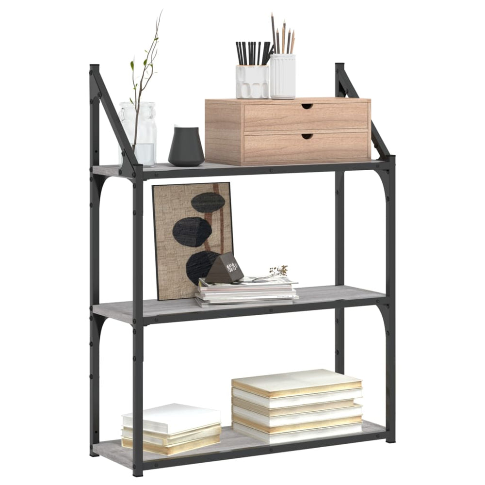 Wandrek 3-laags 60x21x78,5 cm bewerkt hout grijs sonoma MeubelReus