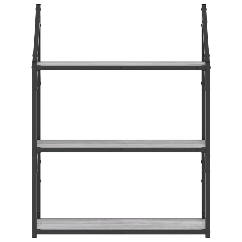 Wandrek 3-laags 60x21x78,5 cm bewerkt hout grijs sonoma MeubelReus