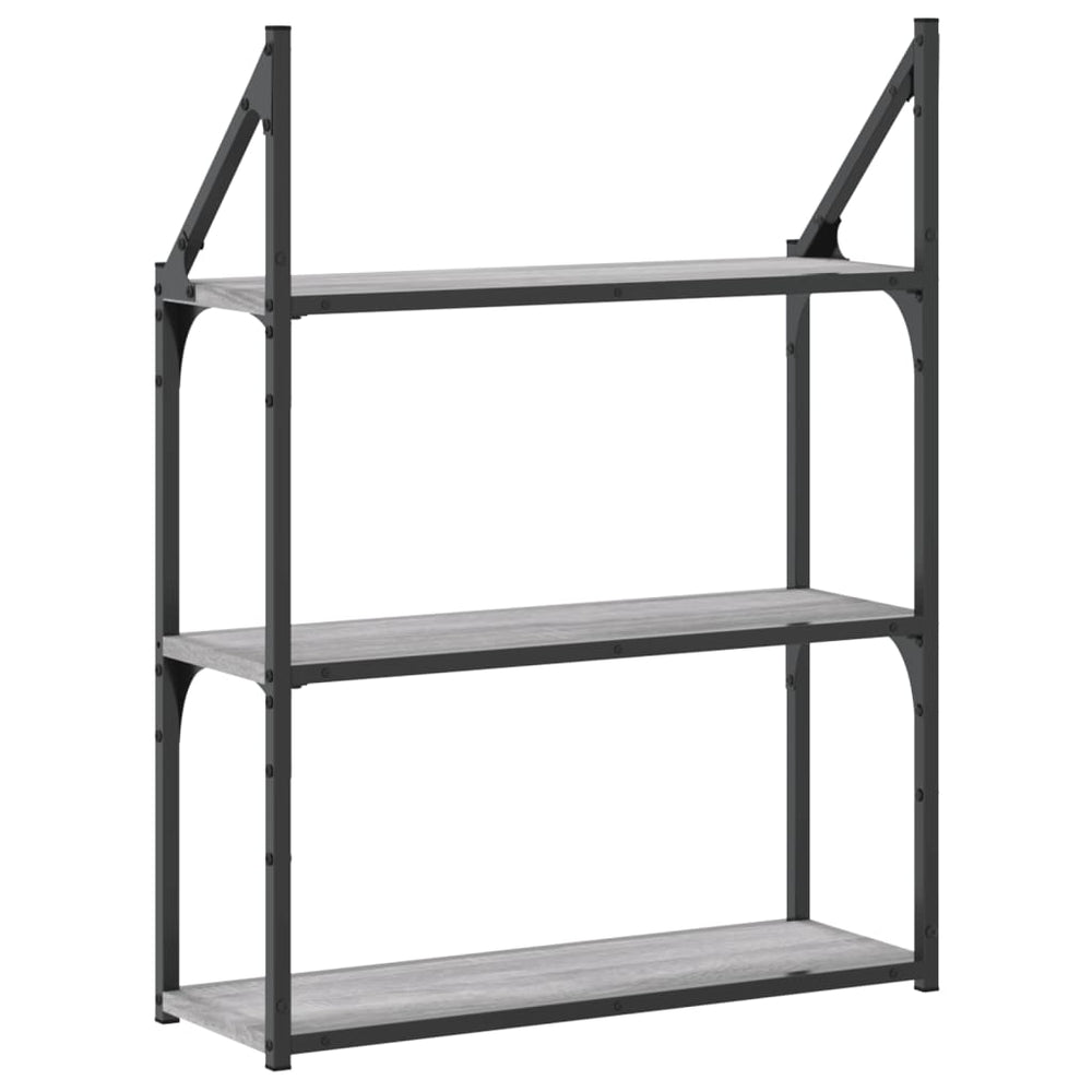 Wandrek 3-laags 60x21x78,5 cm bewerkt hout grijs sonoma MeubelReus