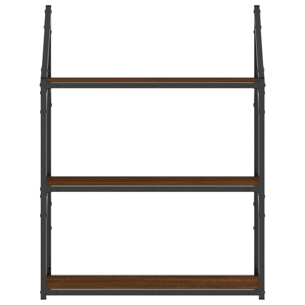 Wandrek 3-laags 60x21x78,5 cm bewerkt hout bruin eikenkleur MeubelReus