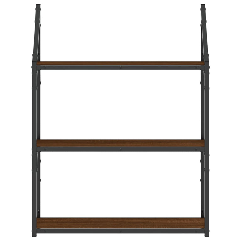Wandrek 3-laags 60x21x78,5 cm bewerkt hout bruin eikenkleur MeubelReus