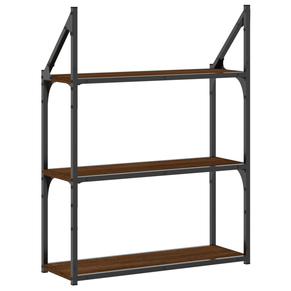 Wandrek 3-laags 60x21x78,5 cm bewerkt hout bruin eikenkleur MeubelReus