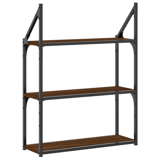 Wandrek 3-laags 60x21x78,5 cm bewerkt hout bruin eikenkleur MeubelReus