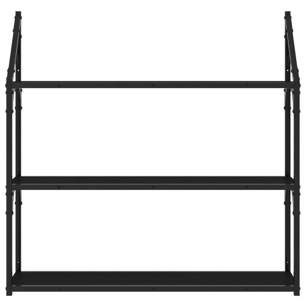 Wandrek 3-laags 80x21x78,5 cm bewerkt hout zwart MeubelReus