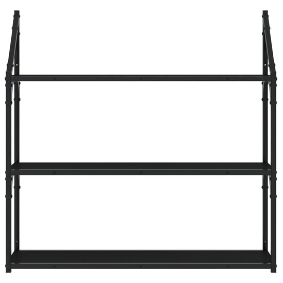 Wandrek 3-laags 80x21x78,5 cm bewerkt hout zwart MeubelReus