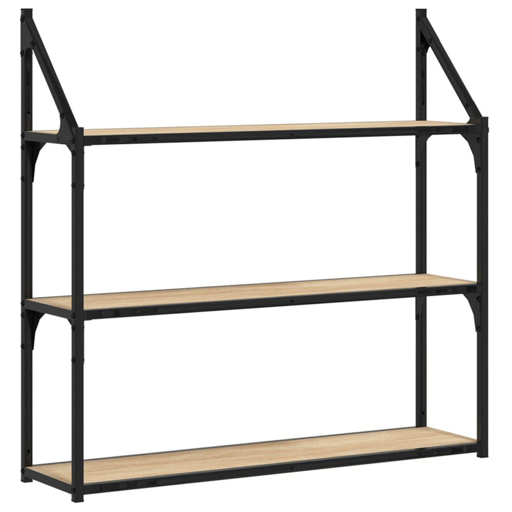 Wandrek 3-laags 80x21x78,5 cm bewerkt hout sonoma eikenkleurig MeubelReus