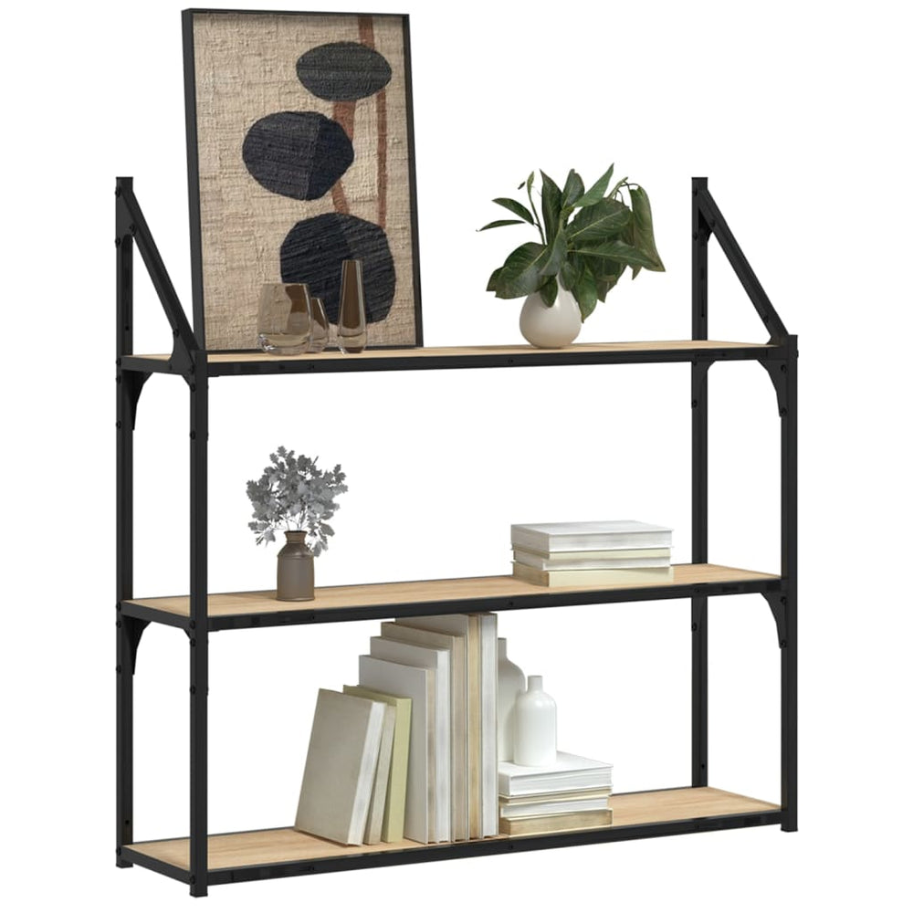 Wandrek 3-laags 80x21x78,5 cm bewerkt hout sonoma eikenkleurig MeubelReus