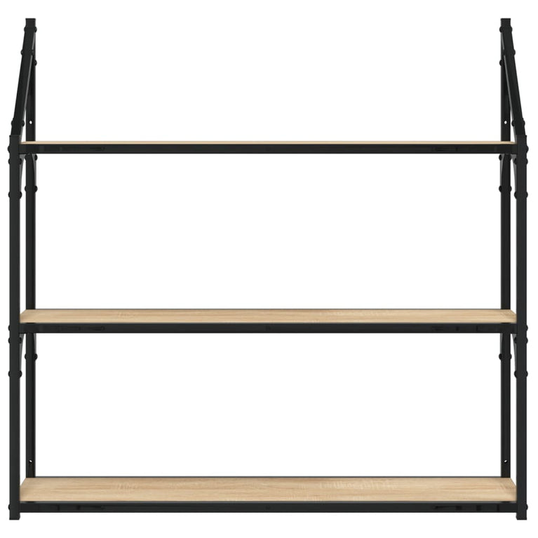 Wandrek 3-laags 80x21x78,5 cm bewerkt hout sonoma eikenkleurig MeubelReus