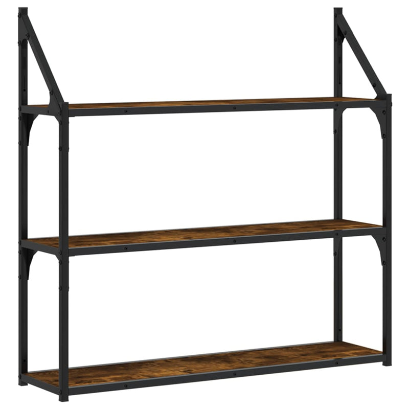 Wandrek 3-laags 80x21x78,5 cm bewerkt hout gerookt eikenkleurig MeubelReus