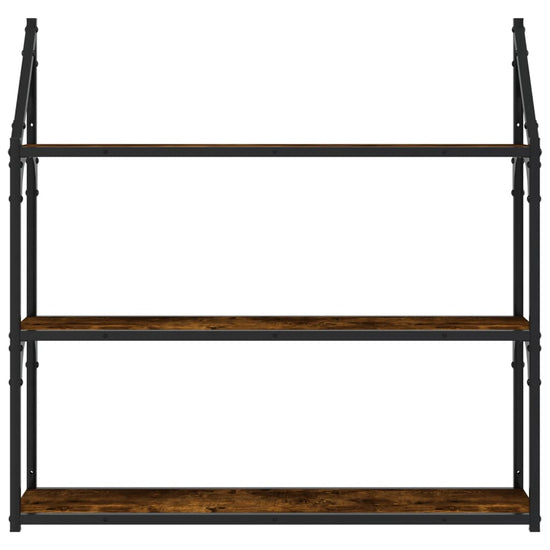 Wandrek 3-laags 80x21x78,5 cm bewerkt hout gerookt eikenkleurig MeubelReus