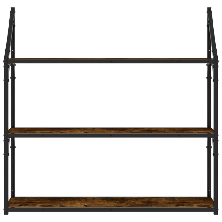 Wandrek 3-laags 80x21x78,5 cm bewerkt hout gerookt eikenkleurig MeubelReus