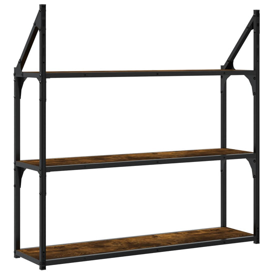 Wandrek 3-laags 80x21x78,5 cm bewerkt hout gerookt eikenkleurig MeubelReus