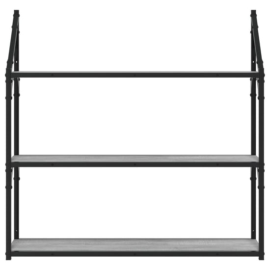 Wandrek 3-laags 80x21x78,5 cm bewerkt hout grijs sonoma MeubelReus