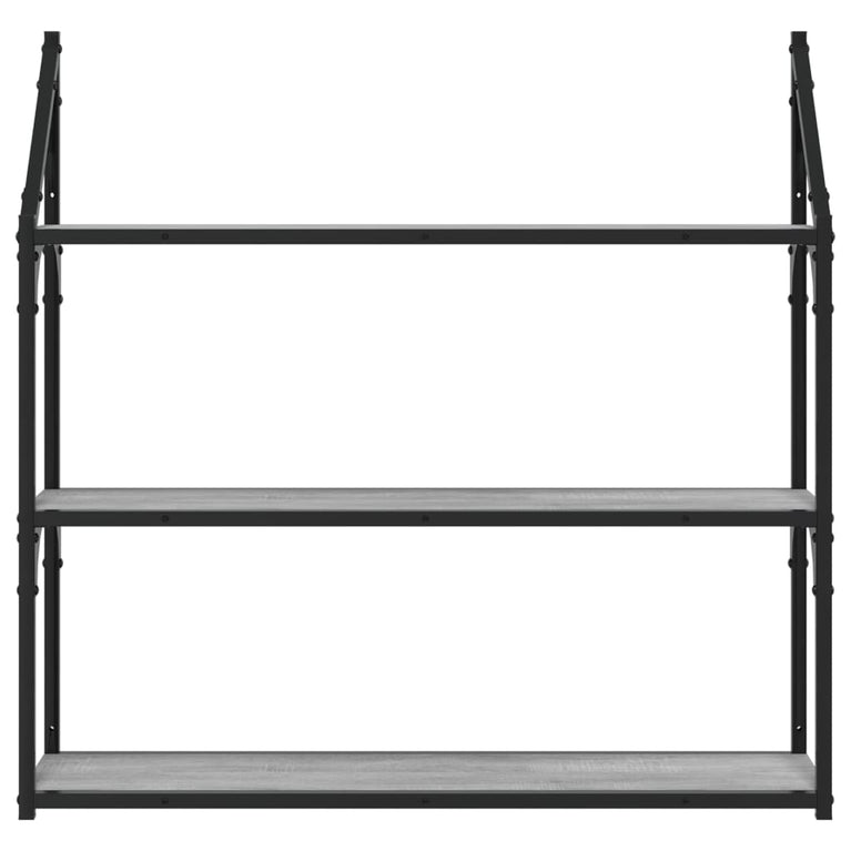 Wandrek 3-laags 80x21x78,5 cm bewerkt hout grijs sonoma MeubelReus