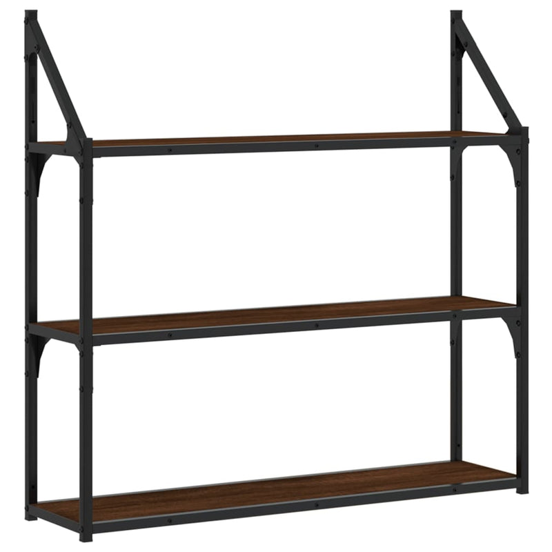 Wandrek 3-laags 80x21x78,5 cm bewerkt hout bruin eikenkleur MeubelReus
