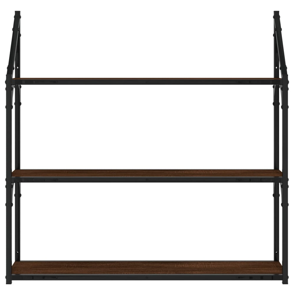 Wandrek 3-laags 80x21x78,5 cm bewerkt hout bruin eikenkleur MeubelReus