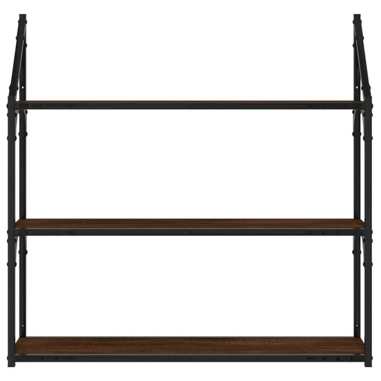 Wandrek 3-laags 80x21x78,5 cm bewerkt hout bruin eikenkleur MeubelReus