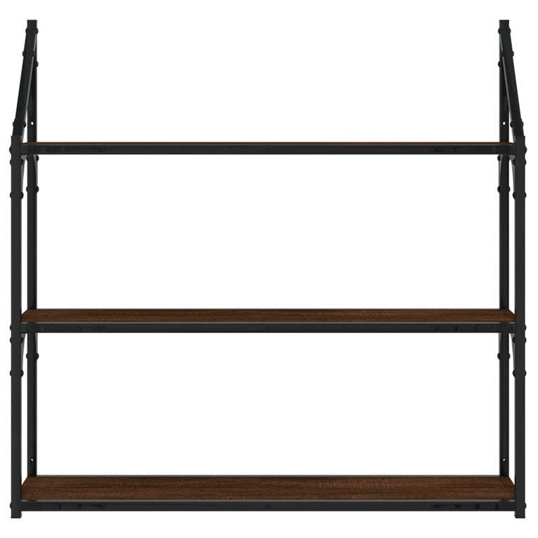 Wandrek 3-laags 80x21x78,5 cm bewerkt hout bruin eikenkleur MeubelReus